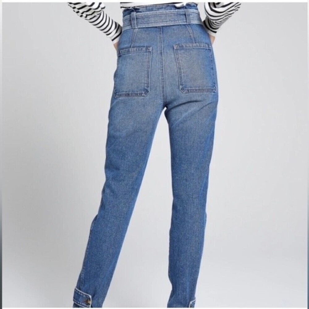 A.L.C. Luke High Waisted Paper Bag Denim Pants in Light Indigo - Picture 3 of 15